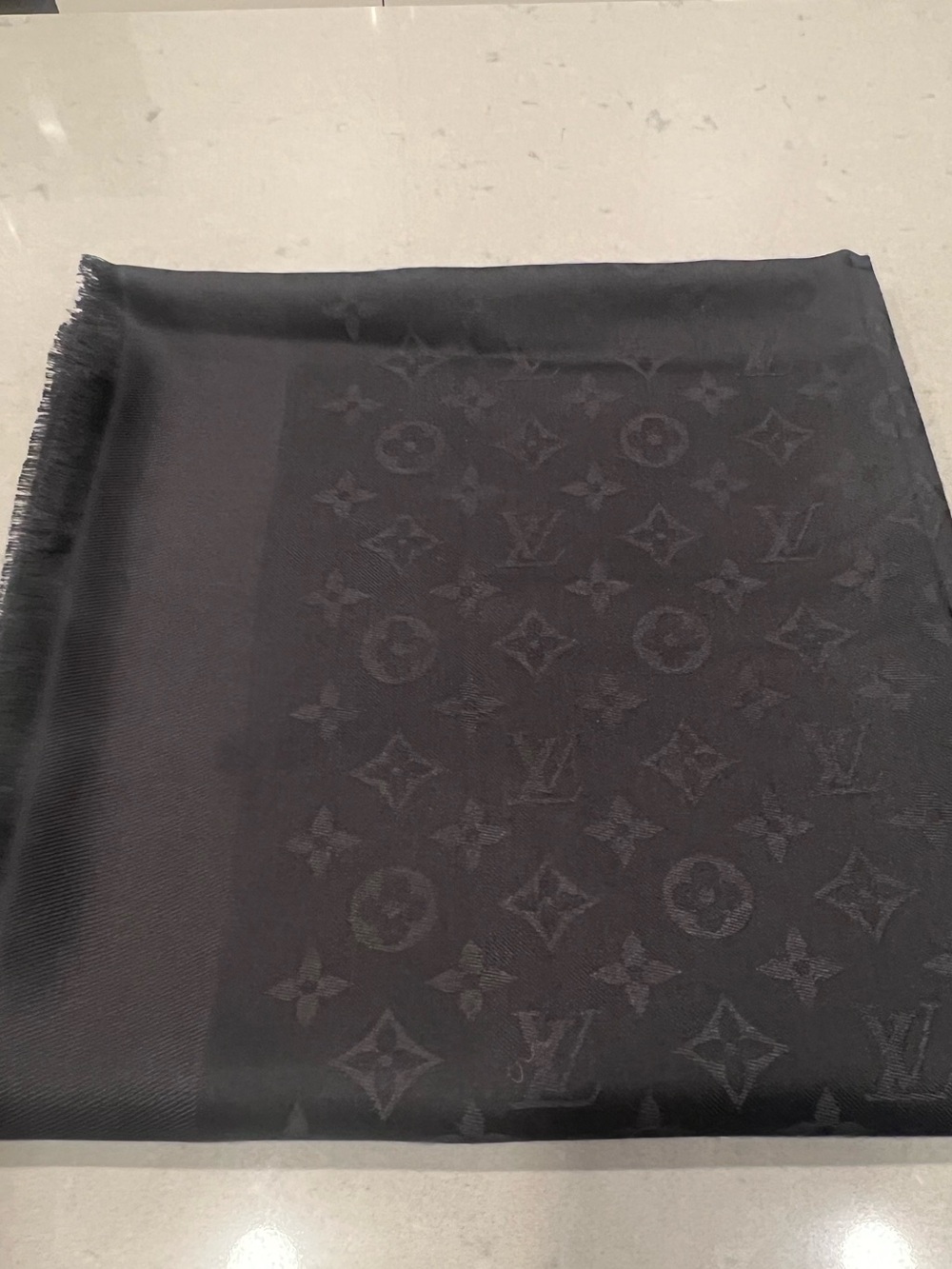Authentic Louis Vuitton Monogram Silk Wool Shawl